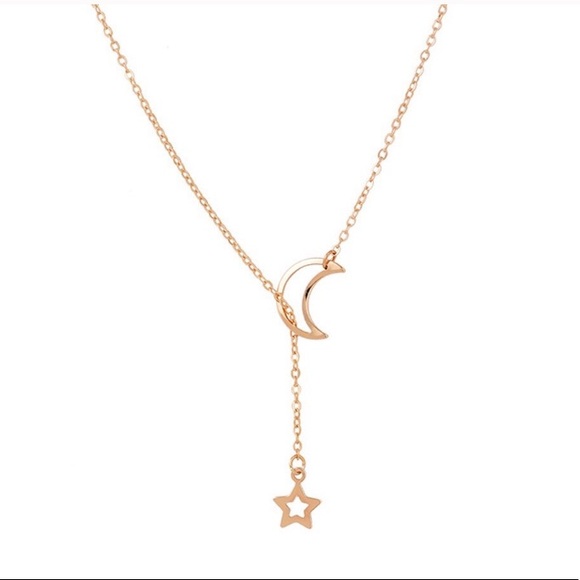 Gold Dainty Moon Star Layered Thin Necklace - Picture 2 of 2